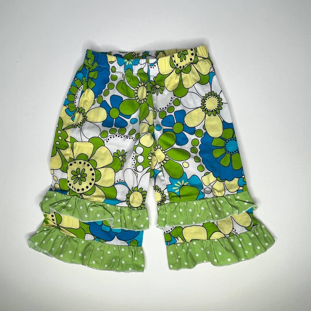 Lolly Wolly Doodle Pants Ruffle Green Flower 2